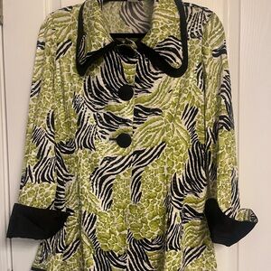 Green and Black Animal Print Coat